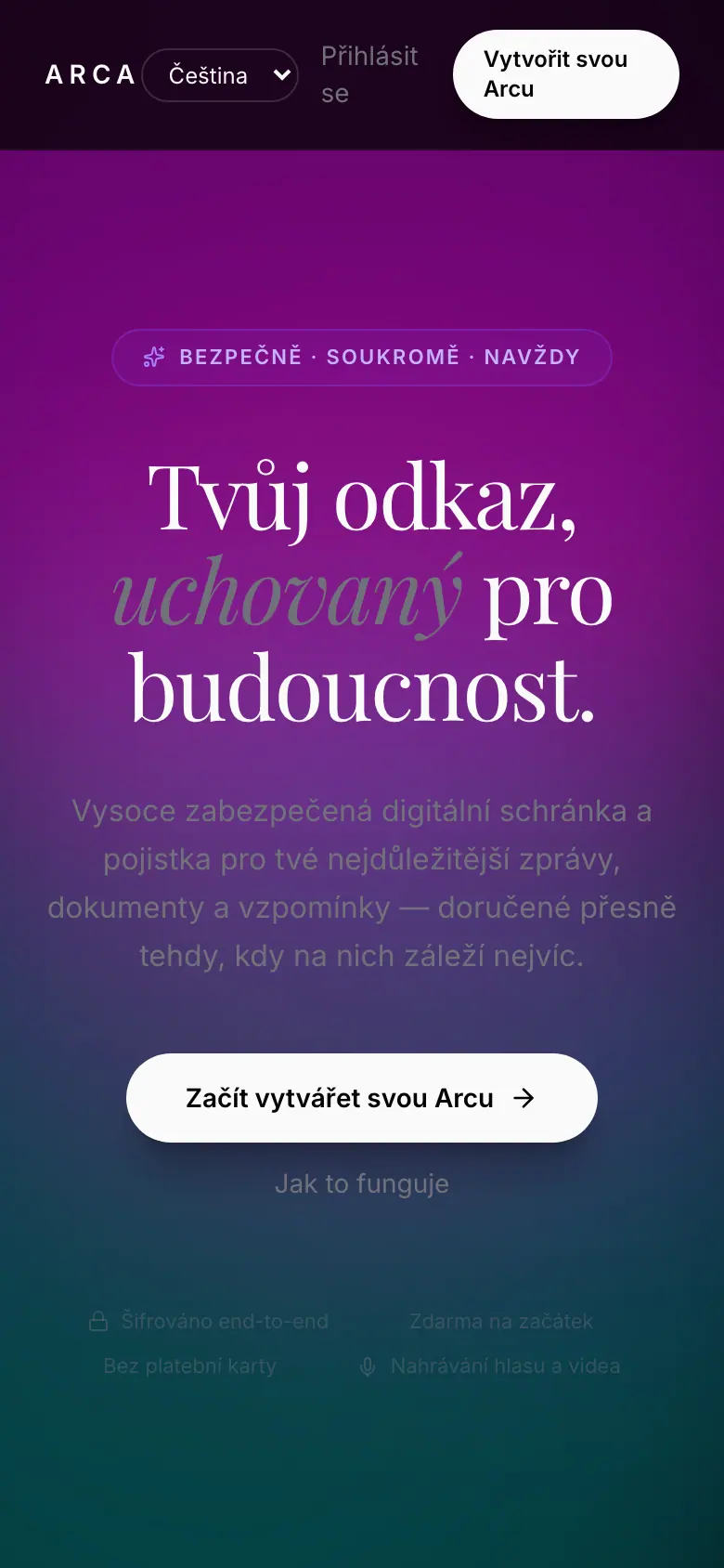 ARCA — obrazovka 3