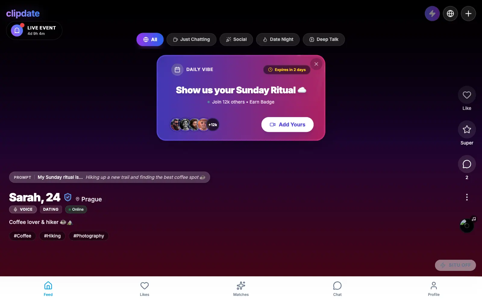 clipdate — obrazovka 4