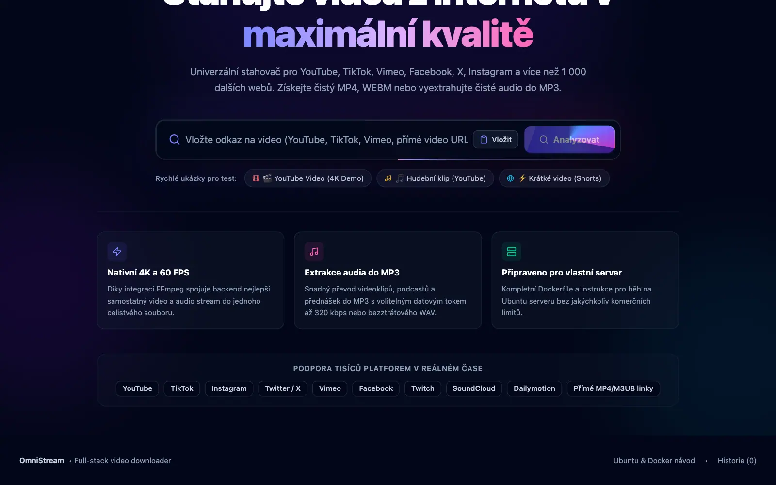 OmniStream — obrazovka 2