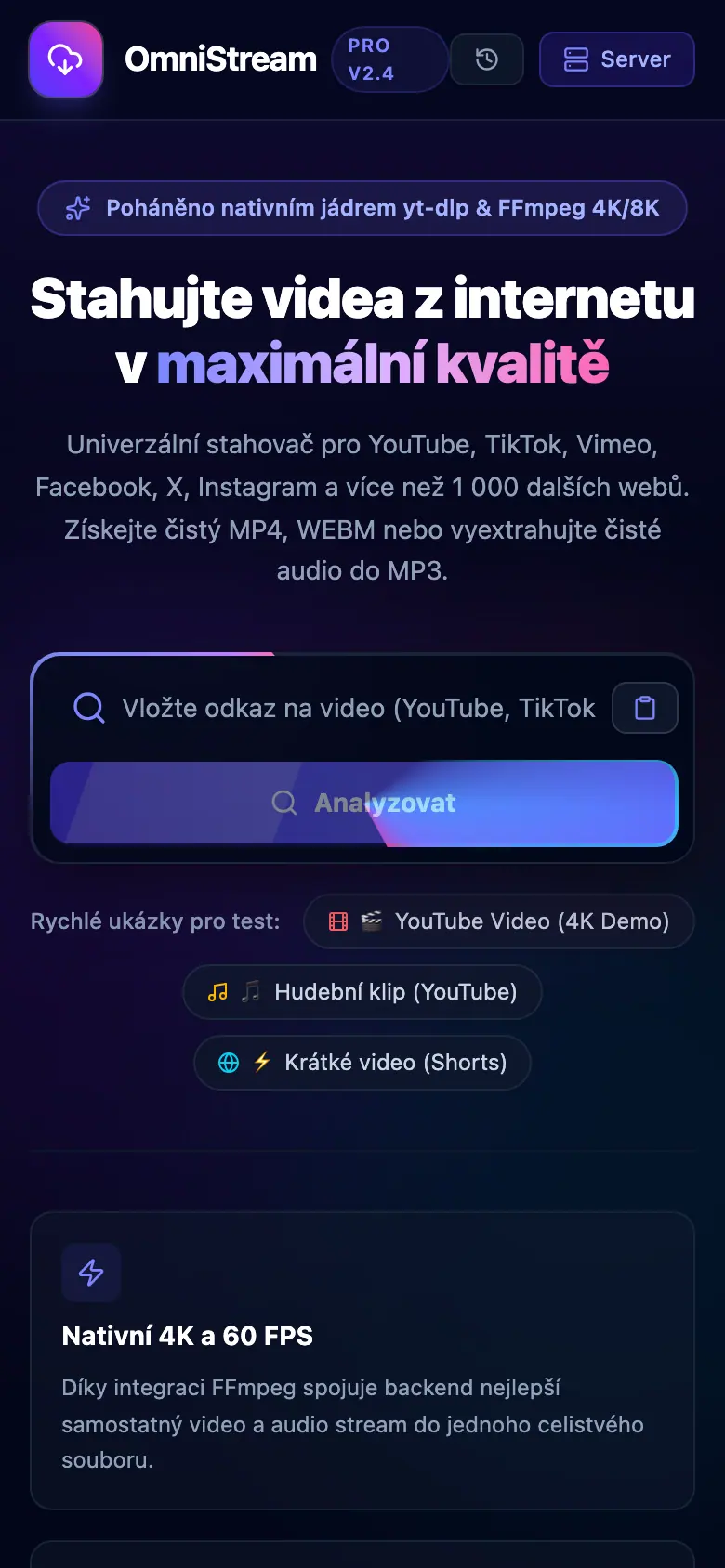 OmniStream — obrazovka 3