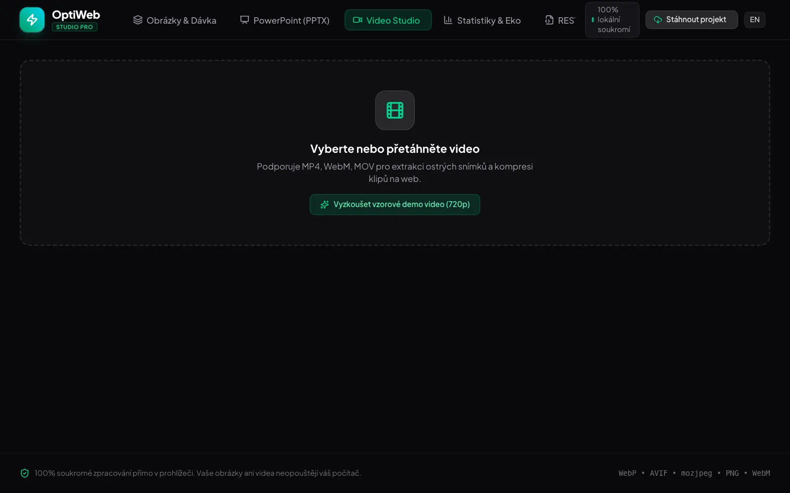 OptiWeb Studio — obrazovka 2