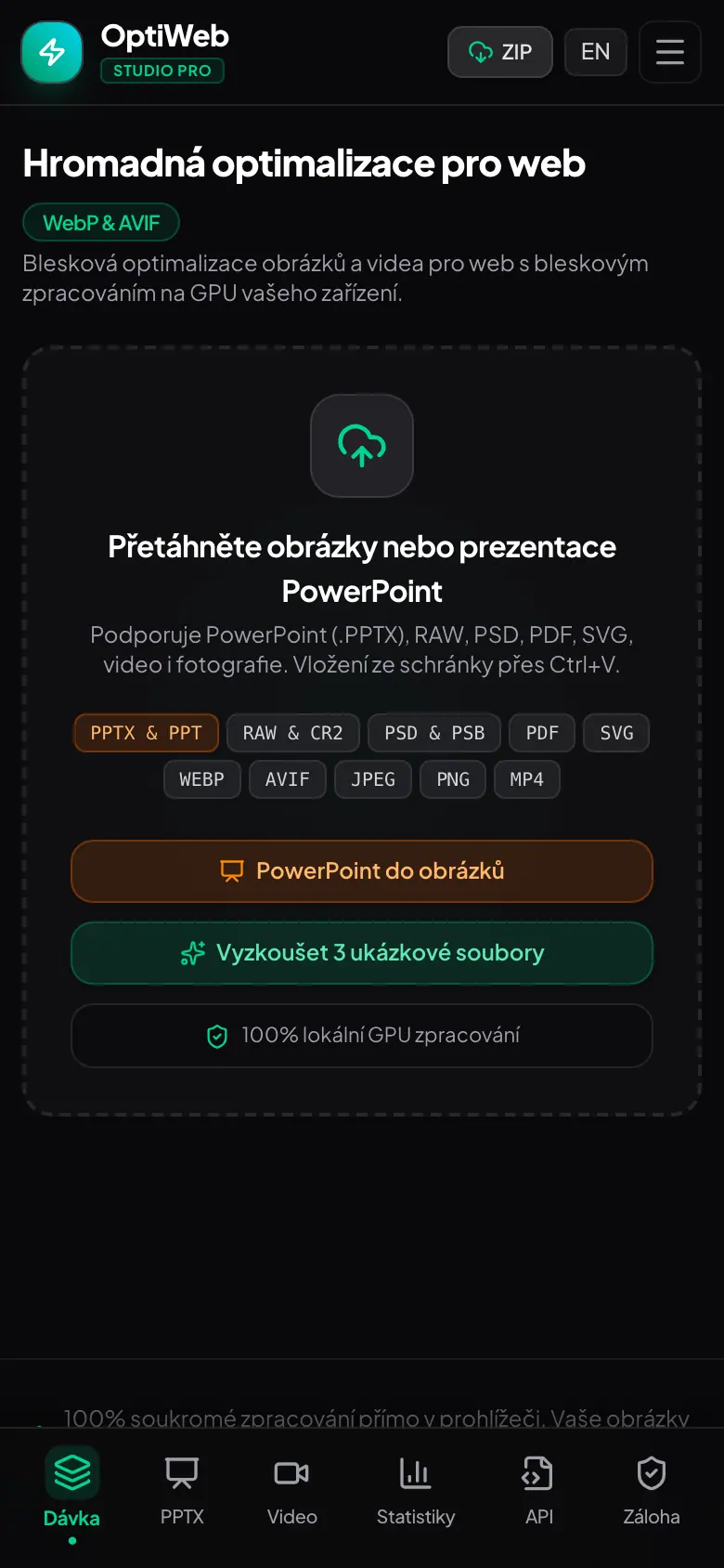 OptiWeb Studio — obrazovka 3